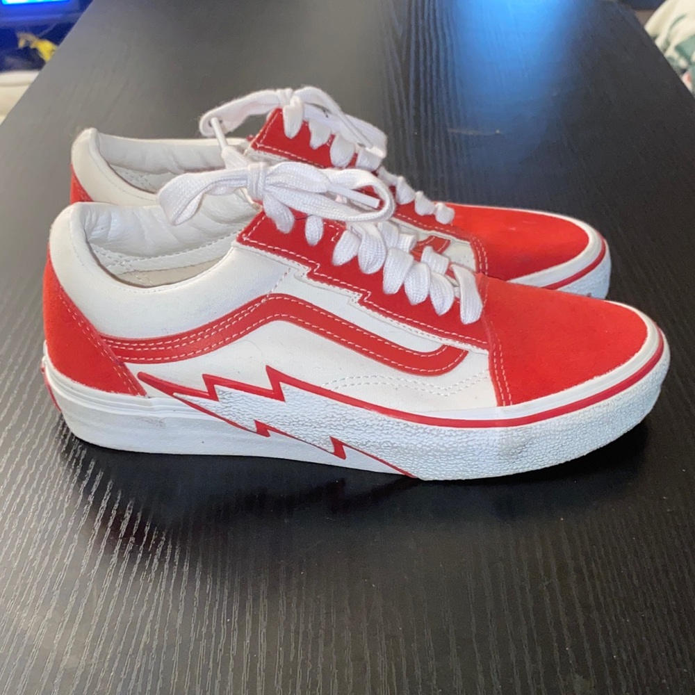 Vans Red and White Old Skool Sneakers